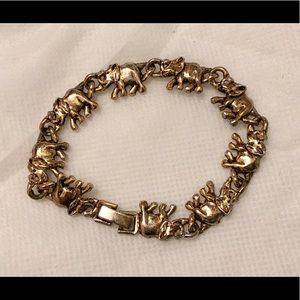 Charming Gold Colored Elephant Links Bracelet